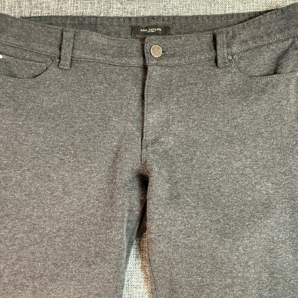 Women Ann Taylor Pant | Size 10 | Gray Knit Straight Leg 5-Pocket Trousers